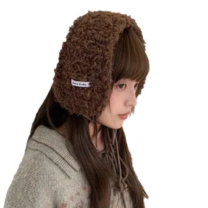 Flauschige Ohrenschützer mit Bändern Winter dicker warmer Ohrenwärmer Plüsch Stil