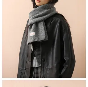 Estilo coreano otoño invierno bufanda de punto color sólido mujeres cuello cálido moda