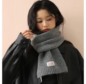 Estilo coreano otono invierno bufanda de punto de color solido para mujer cuello calido