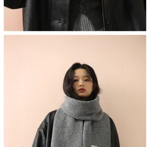 Estilo coreano otoño invierno bufanda de punto de color sólido mujer cálido suave calentador de cuello