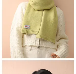 Estilo coreano otoño invierno bufanda de punto de color sólido mujeres cálido suave cuello