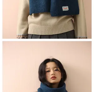 Bufanda de punto lisa de otoño invierno estilo coreano para mujer cuello cálido