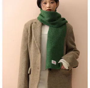 Bufanda de punto de color sólido para mujer, estilo coreano otoño invierno, cuello cálido.