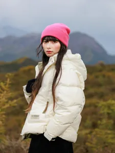 Outdoor travel warm pure wool knitted hat for women, solid color cuffed beanie, stylish cold weather wear