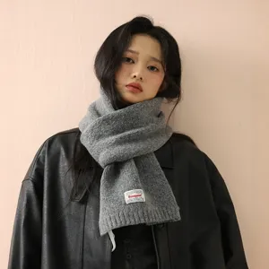 Estilo coreano moda otoño invierno bufanda de punto liso mujer protección de cuello