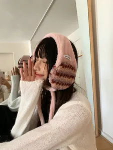 Plush Earmuffs Winter Cute Pink Faux Fur Ear Warmers Soft Thermal Earcovers.