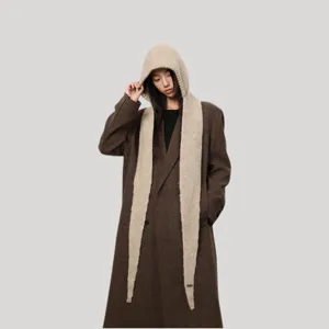 Korean winter knitted hooded scarf warm wool blend balaclava hat stylish main view