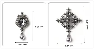 Set de broches de perlas con estrás vintage barroco, elegantes accesorios de cristal para abrigo.