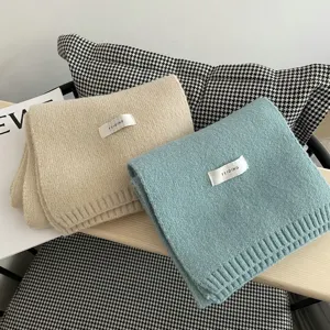 Bufanda de punto de color sólido invierno pañuelo cálido suave elegante bufanda lana
