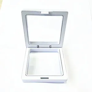 Transparent PE film floating jewelry display box, clear square case for brooch bracelet.