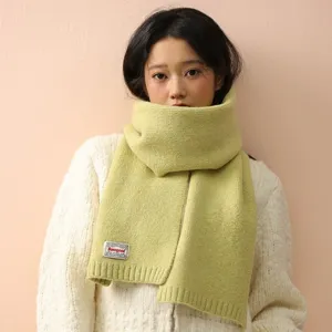 Bufanda de punto para mujer acogedora cálida invierno cuello color sólido moda bufanda