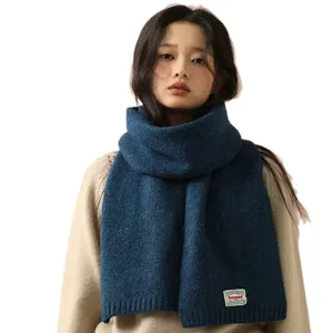 Bufanda de punto lisa de invierno estilo coreano para mujer diseño de moda cálido