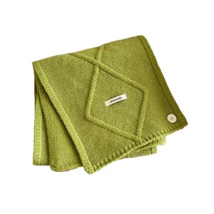 Koreanischer Stil Knopf Kreuz Strickschal für Damen, warme Herbst Winter Mode einfarbiger Halswärmer