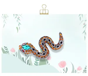 Vintage snake brooch with colorful rhinestones crystal animal corsage scarf pin accessory