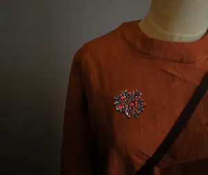 Retro vintage natural red stone tree branch brooch for women sweater and suit lapel pin.