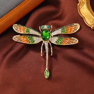 Elegante Kristall Libelle Brosche Strass Insekt Mode Anstecknadel fuer Damen Schmuckgeschenk