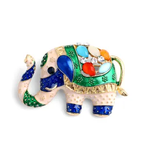 Exotische emaille strass olifant broche, kleurrijke dierenspeld voor stijlvolle kleding decoratie.