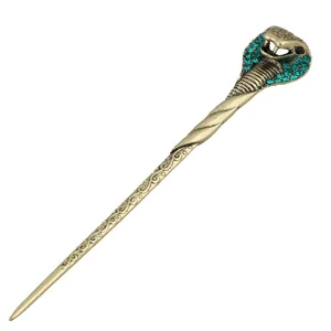 Vintage rhinestone cobra hairpin alloy hair stick antique bronze hair accessories for women