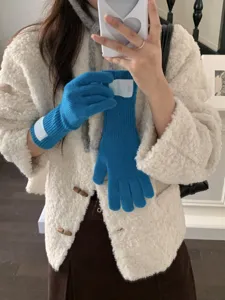 Einfarbige Strick-Touchscreen-Handschuhe für Damen, warme Winter-Fingerhandschuhe, Radfahren