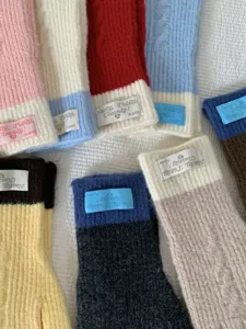 Colorful color block knit gloves for winter warm touch screen knit mittens fashion