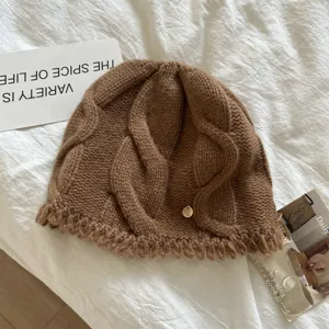 Australian wool cable knit beanie hat winter warm thick slouchy cold cap brown fashion headwear
