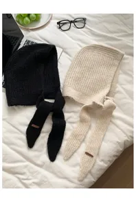 Koreanischer Stil Strick Balaclava Mütze Damen Winter warmer Kapuzenschal Set neu