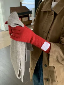 Koreanische Art bunte Etikett Wolle warme Handschuhe Herbst Winter Touchscreen Fäustlinge