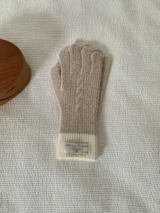 Cozy knit gloves for women winter warm touchscreen colorblock mittens elegant knitwear accessories