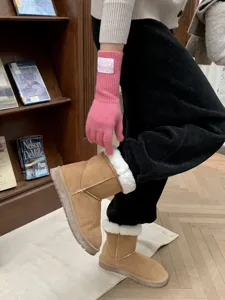 Koreanische rosa Wollstrick Handschuhe Touchscreen warme Winterhandschuhe für Damen neu