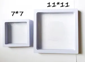 Transparent PE film jewelry suspension display box 7x7 and 11x11cm white storage frame