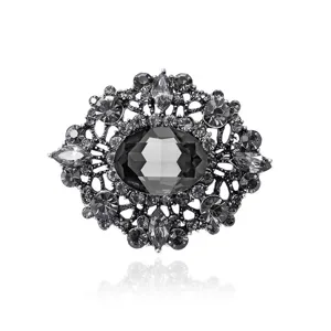 Spilla in Strass Ovale Stile Palazzo Retrò Barocco Per Donna Spilla di Lusso in Lega di Cristallo Gioielli di Alta Qualità