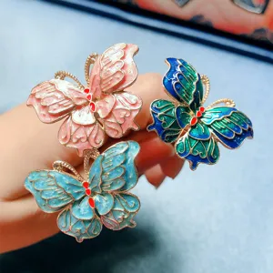 Horquilla para el pelo de mariposa estilo antiguo, accesorio cloisonne vintage para mujeres.
