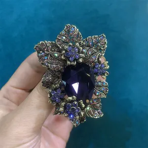 Vintage crystal brooch for women men elegant floral rhinestone suit lapel pin party jewelry accessory