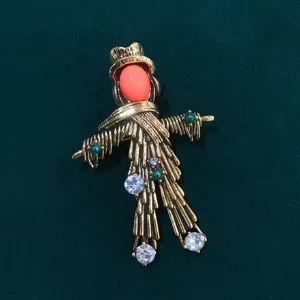 Vintage Alloy Rhinestone Brooch Pin Pastoral Sunflower Bee Scarecrow Straw Hat Animal Cart Brooch Jewelry For Coat Scarf Women Men Accents