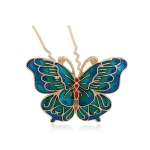 Horquilla de pelo de mariposa de esmalte antiguo, un hermoso accesorio Hanfu.