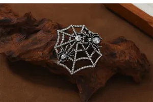 Vintage Strass Spinne Netz Brosche Pin für Herren Damen Halloween Mode Anzug Jacke Zubehör