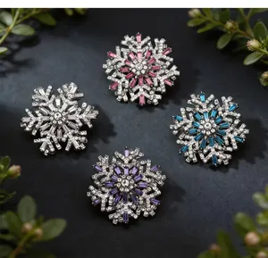 Kristall Strass Schneeflocke Brosche Pin Set, elegante Anzug Mantel Kleidung Accessoires.
