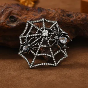 Vintage Legierung Strass Spinnennetz Brosche Für Herren Damen Kreative Insekt Anzug Reversnadel Halloween Schmuck Zubehör