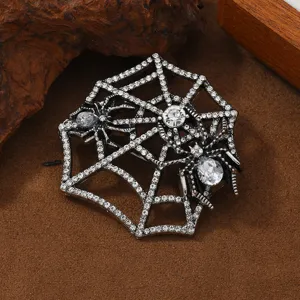 Kreative Spinnennetz Strass Brosche Pin, stilvoller Halloween Insekten Anzug Jacke Schmuck