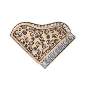 Retro piano shaped rhinestone brooch vintage gold tone crystal coat pin fashion jewelry accessory