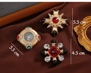 Ensemble de broches géométriques en strass baroque vintage, élégant bijou d'épingle de manteau.