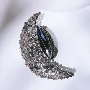 Vintage crystal moon brooch oversized rhinestone sweater pin elegant coat corsage jewelry