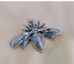 Vintage silberfarbene Glas Bienen Brosche Nadel fur Damen Anzug Mantel Schmuck Zubehoer