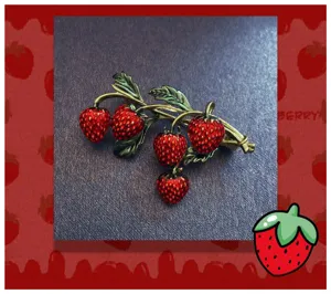 Leuke aardbei broche emaille kleding accessoire elegante bloemen speld voor vrouwen