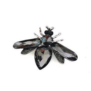 Elegante Kristall Bienen Brosche, glänzende dunkle Strass Insekten Corsage für Damen Mantel.
