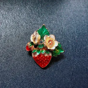 Leuke aardbei bloem emaille broche dames mode stijlvolle kleding sjaal accessoire