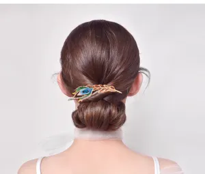 Retro rhinestone peacock feather hair clip elegant vintage hair accessory for women buns pin