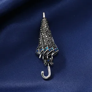 Kreative Strass Regenschirm Brosche Kristall Reversnadel Anzug Kleidung Zubehör für Damen