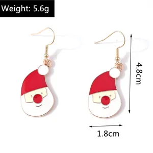 Dimensioni dettagliate degli orecchini di Babbo Natale, altezza 4.8cm, peso 5.6g