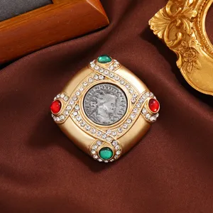 Broche carree geometrique strass baroques vintage epingle manteau femme bijoux mode
